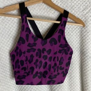 Savvi Purple Leopard Print Sports Bra